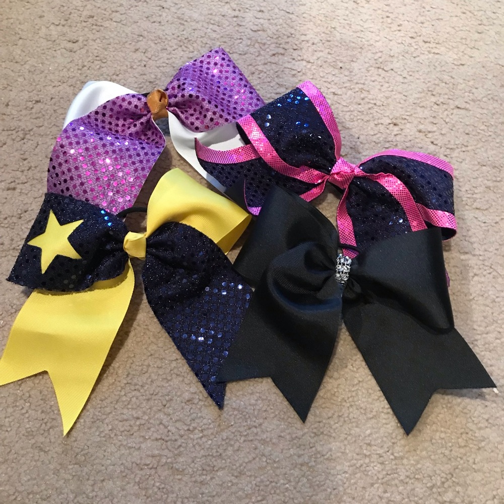 Cheer Bows 4” Ribbon 4-pc Set